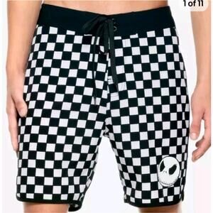 NWT Disney The Nightmare Before Christmas Jack Skellington Checkered Swim Shorts